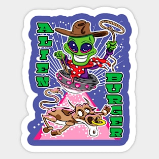 Alien Burger Alien Abduction Cow Sticker